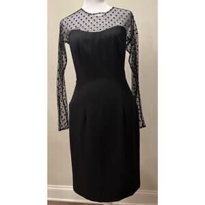 Antonio Melani - Black Cocktail Dress (Very Flattering) w/ Sheer Sleeves Size 2
